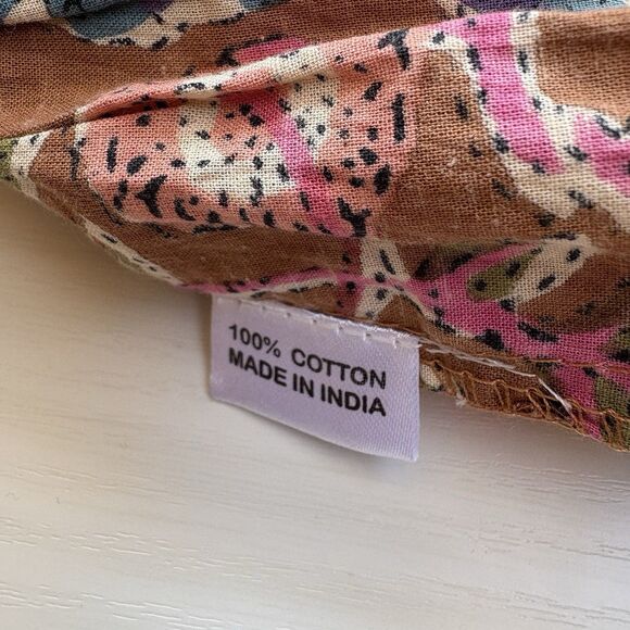 PERRY WALKER Grace Floral Print Smocked Dress O/S Brown Green Pink Smocked Boho - Picture 11 of 15